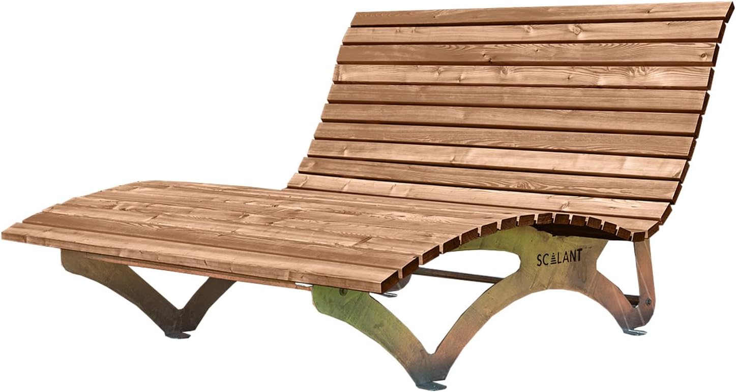 Liege Waldsofa Classic, Thermokiefer, 2-3 SCALANT, f¨¹r 2-3 Personen, Holzliege f¨¹r den Garten, feuerverzinkt, wasserbest?ndig, Sonnenliege
