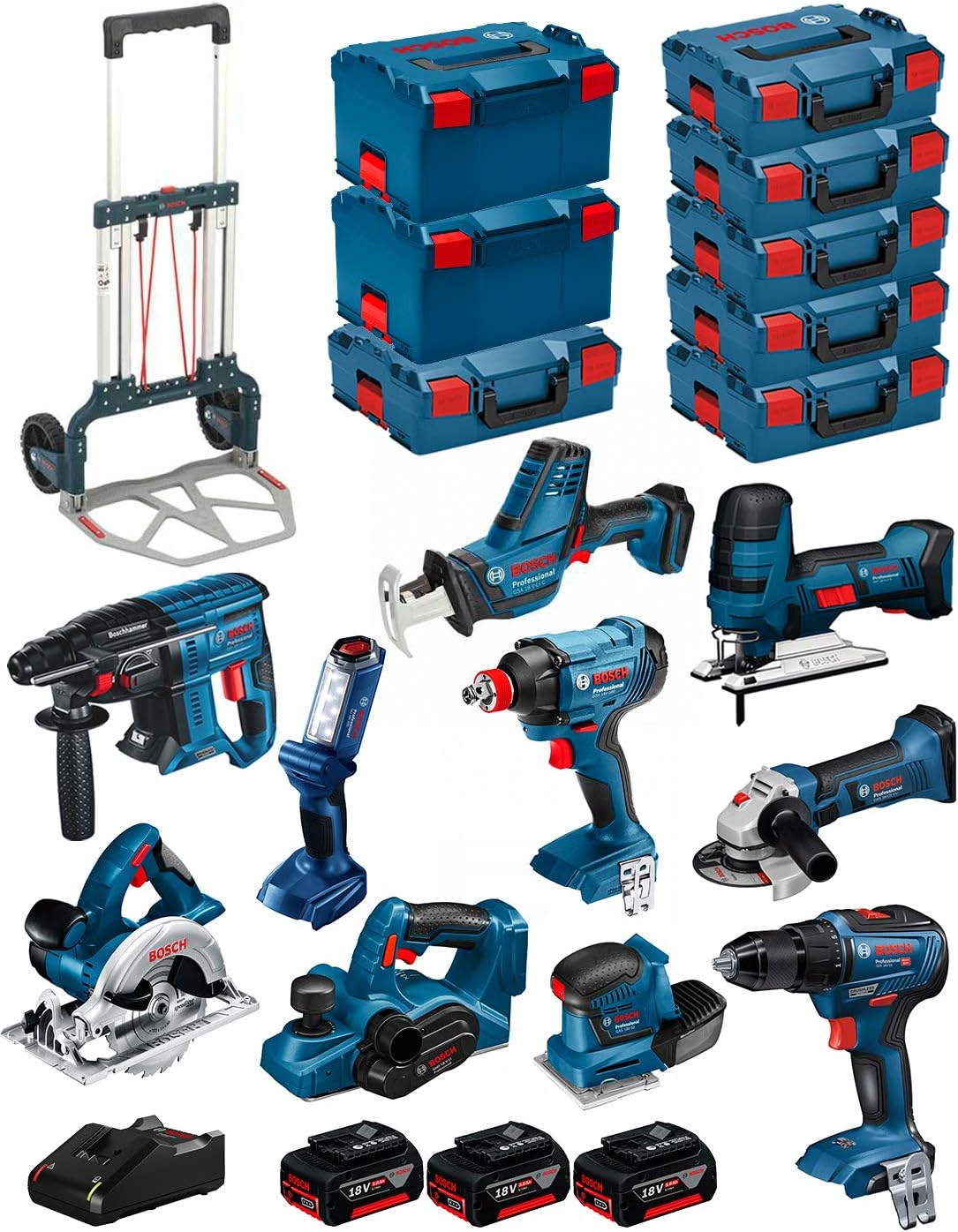 JG todotaladros BOSCH Professional 18 BK1002 GST Werkzeugakkus, 18 V, 125 V, 5, 0Ah, b¨¹rstenloser Motor, Blau/Rot/Schwarz