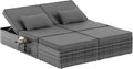 Amopatio Sonnenliege 2 Personen mit Klapptisch, Beistelltisch, Liegestuhl, Outdoor, 30 cm, 200 kg, 38 cm, 7 cm