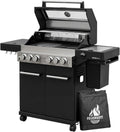 FEUERGOTT Gasgrill Hektor 4B-S Edelstahl Gasgrillstation 4 Brenner, Seitenkocher und Kochplatte Inkl. Abdeckhaube f¨¹r Garten, Infrarot Sear-Brenner