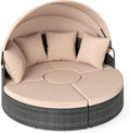 COSTWAY Sonneninsel mit Dach und Tisch, Couchtisch, Outdoor