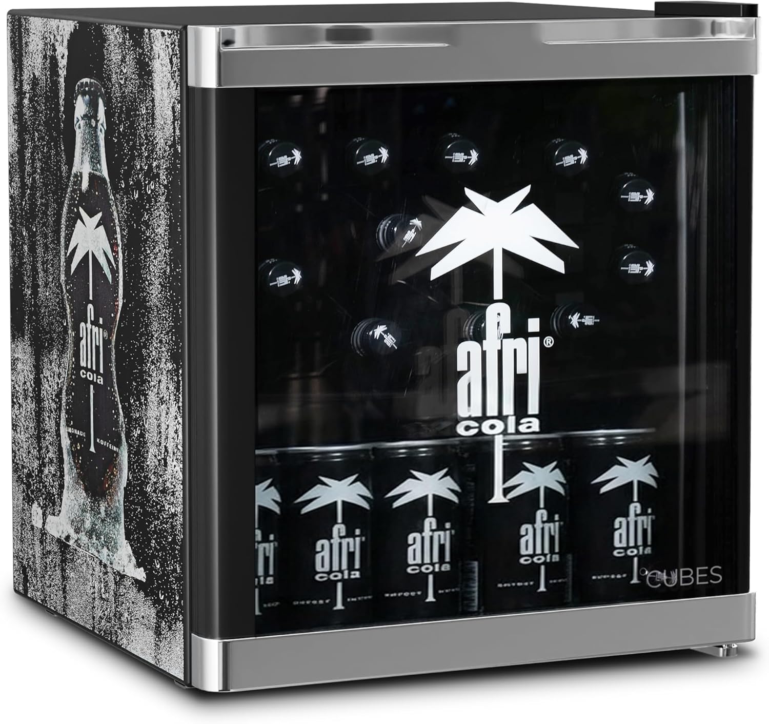¡ãCUBES Afri Cola Mini Getr?nkek¨¹hlschrank 48 l (Schwarz), Flaschenk¨¹hlschrank, B¨¹ro, 51 cm, 48 cm, 43 cm, 84 kWh, Glast¨¹r
