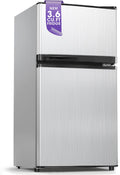 Tehanld 3.6 Cu.Ft Double Door Mini Fridge with Freezer, 0.48 kWh, 38 dB, 36 dB, LED, Thermostat