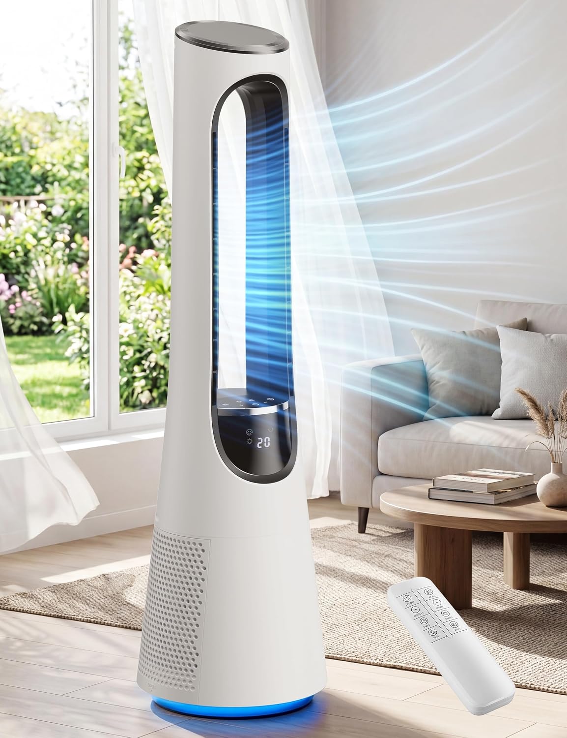 MEPTY 38' Bladeless Tower Fan for Bedroom, 36 W, LED