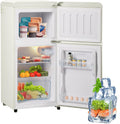 Merax Retro K¨¹hlschrank, Mini-K¨¹hlschrank, Gefrierschrank, 102 kWh, 27 ¡ãC, 13 ¡ãC, LED-Beleuchtung, Verstellbare Regale