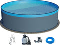 Planet Pool Stahlwandpool Set (5-teilig) rund 450 ¡Á 120 cm, 0,4 mm, 0,3 mm, Kunststoff, Blau