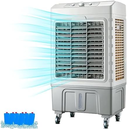 Generic Tragbarer Verdunstungsk¨¹hler 60L Tank Luftk¨¹hler, Innen-Sumpfk¨¹hler f¨¹r Raum, 3-Gang-Klimaanlage-L¨¹fter mit 120-Schwingung, Schlafzimmer